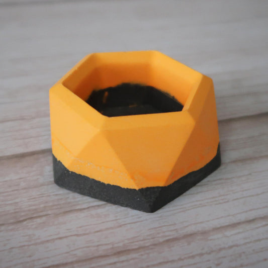 Orange and black hexagonal trinket dish / plant pot